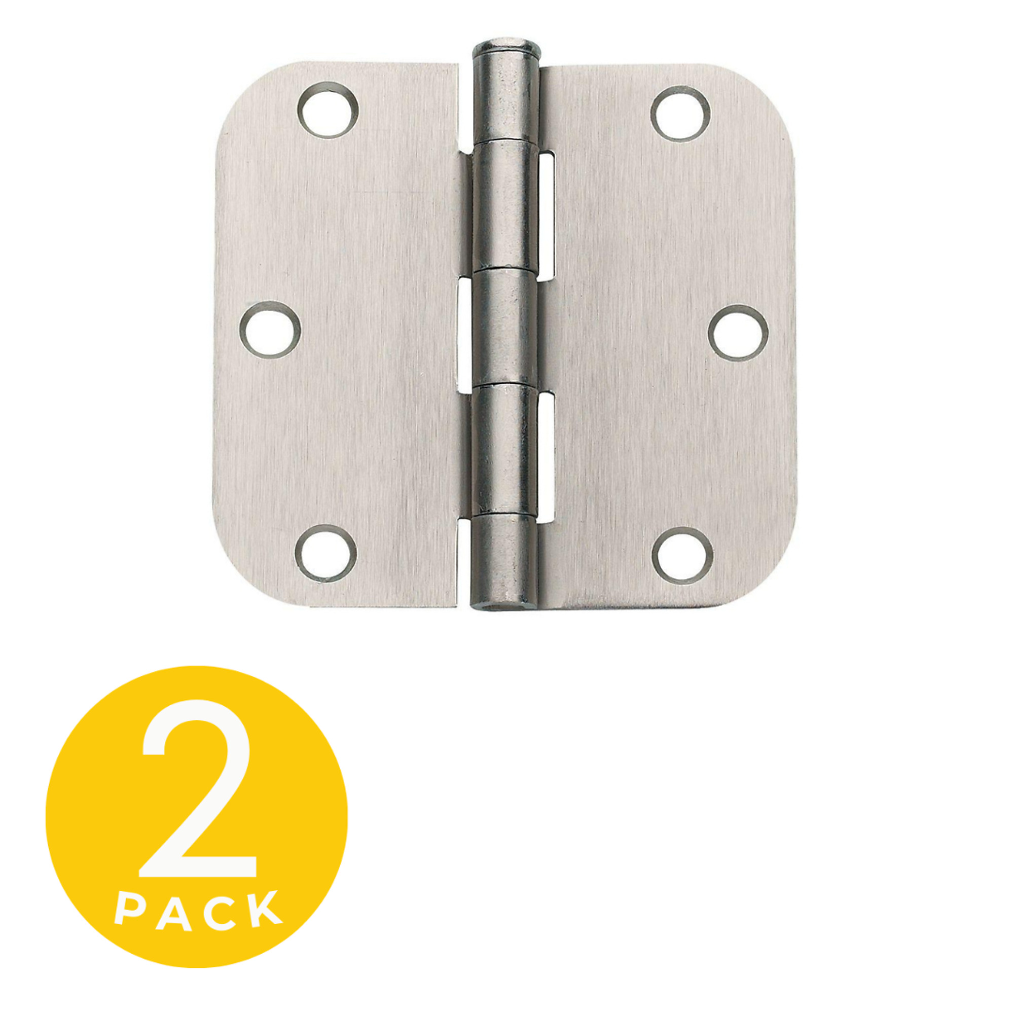 Global Door Controls Full Mortise Door Hinge — 3.5in. x 3.5in., Satin Nickel, 5/8in. Radius, Removable Pin, 2-Pc. Set, Model# CP3535-R-US15-M